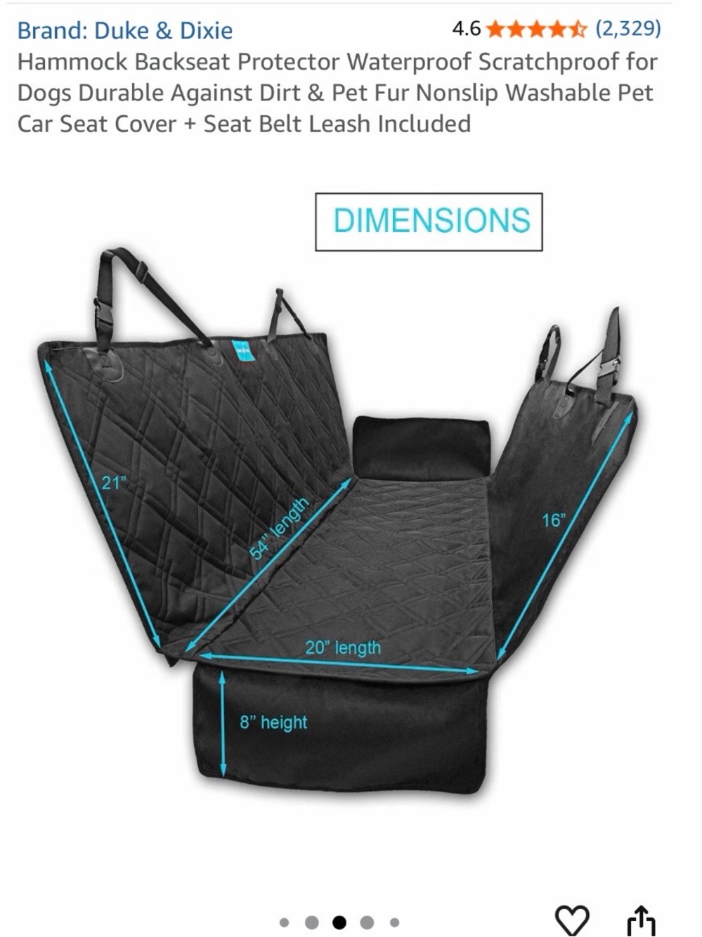 Duke & Dixie USED Black Waterproof Hammock Backseat Car Cover